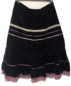Women's New York & Company Stretch Purple Velvet Ruffled Peasant Skirt Size L - Picture 1 of 11