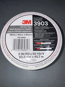 3M 3903 White Vinyl Duct Tape 2”x50yd - Picture 1 of 2