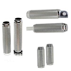 Motorcycle Grips Pegs Combo for Harley Davidson - Custom Builds - Polished