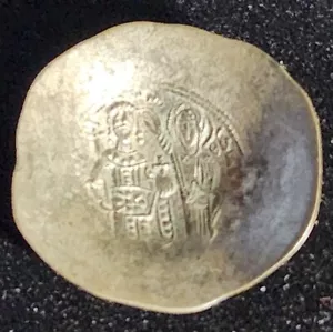Nice QUALITY Cup Shaped Byzantine Coin of Manuel I Christ & Crowned Mary t3745 - Picture 1 of 4