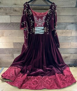 Vintage weinrot & gold Perlen/bestickt Renaissance Theater Kleid - Bild 1 von 10