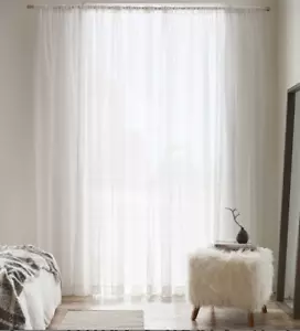 Sheer curtain classic VOILE rod pocket - 3 metre x 260cm drop - White - Picture 1 of 2