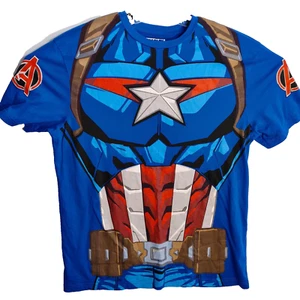 Marvel Captain America Cosplay Men's Graphic Print T-Shirt Costume Halloween Tee - Picture 1 of 5