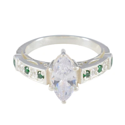 Eternal Green Glow 925 Sterling Silber Smaragd CZ Halo-Ring - Bild 1 von 4