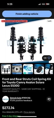 Puntales traseros y delanteros con muelle helicoidal para Toyota Camry Avalon Solara Lexus ES300 Foto 1 de 3