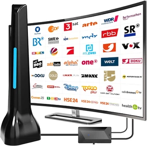DVBT2 Antenne, 2025 Zimmerantenne DVB-T & DVB-T2 Antennen Mit Verstärker, Großer - Bild 1 von 12