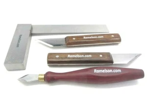 Ramelson 4pc Woodworking Carpenters Marking Striking Knives & 6" Engineer Square - Picture 1 of 6