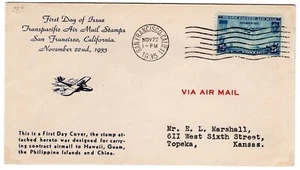C20 Trans-Pacific Airmail PAA Clipper FDC 1935 San Francisco #18a Espenshade - Picture 1 of 2
