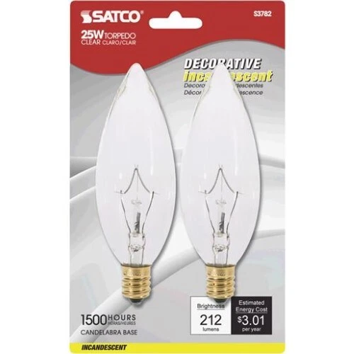 Satco S3782 25 Watt BA9-1/2 Clear 2 Pack - Image 1 of 1