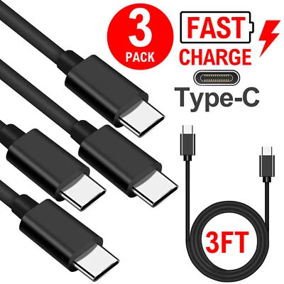 3x For iPhone 16 Pro Max 15 Plus Fast Type-C to Type-C USB-C Cable Charger Lead - Image 1 of 4
