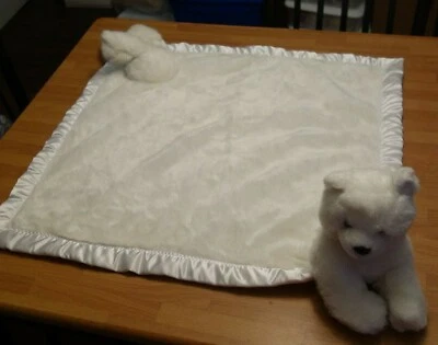 Manta de seguridad My Banky White Bear Rick Lovey blanco satinado ribete grande felpa Foto 1 de 4