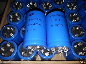 2x NOS ROE EYV 220uF 450V LOW ESR/ESL HI-END AUDIO CAPACITORS ! - Picture 1 of 2