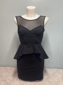 Vestido Lápiz BEBE Little Negro Sin Mangas Malla Corazón Talla Pequeña Hecho en EE. UU. - Imagen 1 de 23