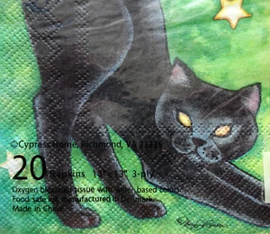 Cypress Home Halloween Artist Signed Paper Napkins Black Cat Ghost Decoupage NIP - Picture 1 of 4