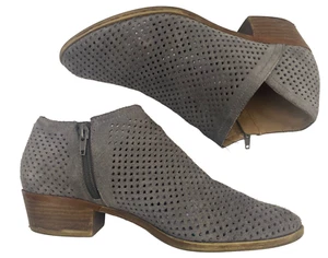 LUCKY BRAND Women Basel Ankle Booties Size 9 Gray Stylish Perforated Zip Sides - Picture 1 of 12