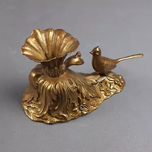 Skulptur Messing Kerzenständer Zusammensetzung Mit Vogel Roberto Pai Vintage - Bild 1 von 18