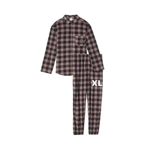 victoria secret PINK pajamas SET IN ICED COFFEE PLAID LOGO SIZE EXTRA LARGE - Picture 1 of 6