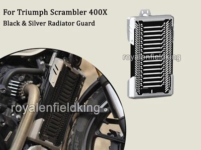 Fit For Triumph Scrambler 400X BLACK & SILVER RADIATOR GUARD Foto 1 de 4