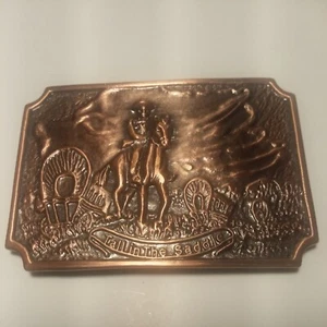 Tall in the Saddle Western Horse and Cowboy belt buckle Brass Tone - Picture 1 of 3