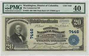 1902 $20 National Bank Note Washington, DC Plain Back Fr#650 PMG EF 40 - Picture 1 of 2