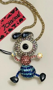 Betsey Johnson Enamel Black Feet Crystal Bug Ant Pendant Necklace Brooch NWT - Bild 1 von 8