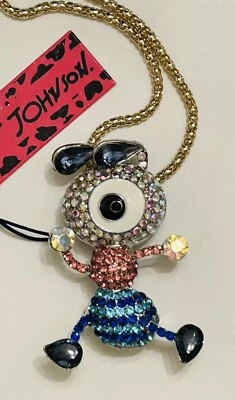 Broche colar pingente formiga inseto cristal pés pretos esmalte Betsey Johnson novo com etiquetas - Imagem 1 de 4