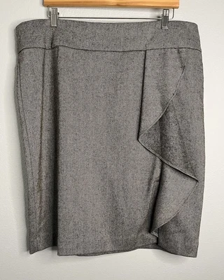 Talbots Skirt Women’s Straight Ruffle Elastic Waist Lined Gray Size 20 - Image 1 of 4