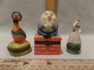 Cajas de baratijas con bisagras de porcelana, lote de 3 personajes de rima infantil-de colección - Imagen 1 de 7