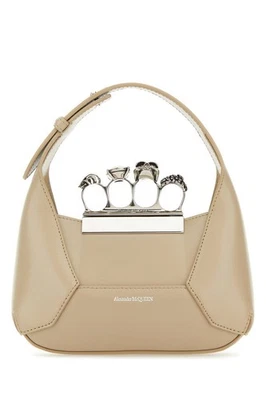 Bolso de Hombro ALEXANDER MCQUEEN Joya Anillo Calavera Beige Marrón Cuero Nuevo Foto 1 de 4