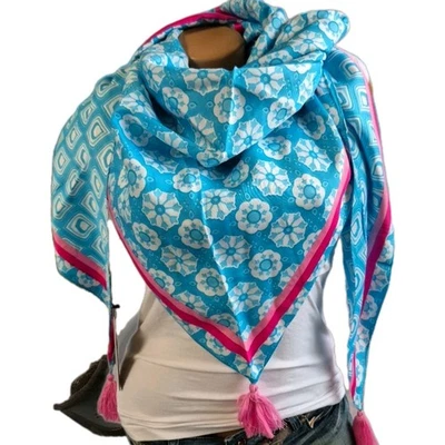 Zwillingsherz Schal Tuch Türkis Blau Schultertuch Dreieckstuch (0 471) NEU