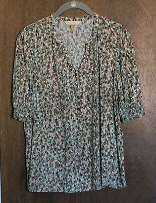 Camisa Pullover Downeast Para Mujer L Mangas Reunidas Campesina Smocking On Puños Foto 1 de 4