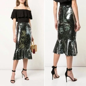 Sachin & Babi Talullah Midi Skirt in Sage Green Sequin Women's Size 20 - Picture 1 of 12