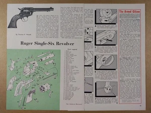 Ruger Single-Six Revolver exploded view disassembly 1960 print article - Picture 1 of 1
