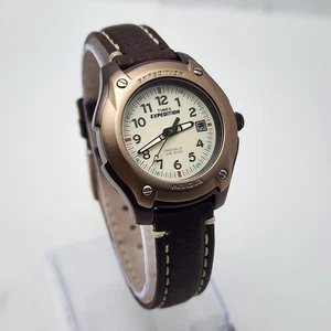 TIMEX EXPEDITION INDIGLO T404410 29mm WR 100M Date Brown MEN'S WATCH  - Picture 1 of 11