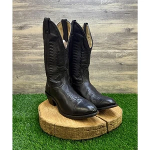 Boulet Men - Size 9.5E - Black Deer Leather Cowboy Boots Style 9502 - Picture 1 of 12
