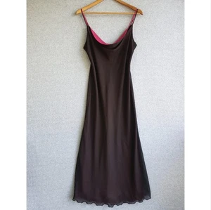 VTG Liz Jordan Dress Sz 14 Black Pink Drape Lettuce Hem Midi Formal Prom Y2K 90s - Picture 1 of 12
