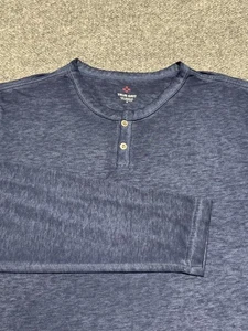 True Grit Shirt Henley Langarm Blau Pullover Baumwollmischung Herren Medium - Bild 1 von 7