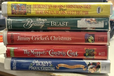 V/A - LOT OF 5 CHRISTMAS/HOLIDAY KIDS VHS TAPES - Disney/Muppets CLAMSHELL CASE Foto 1 de 4