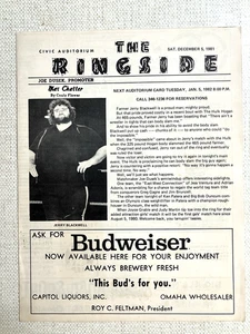 The Ringside Wrestling Program Dec 5 1981 AWA Dusek Omaha Blackwell Hogan Patera - Picture 1 of 5