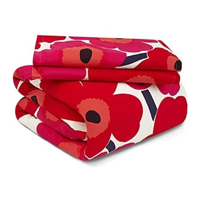  - Juego de funda nórdica doble, ropa de cama de algodón con farsa a juego y King Unikko rojo Foto 1 de 4