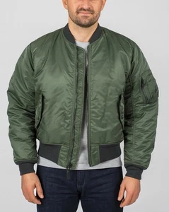 VTG Alpha Industries MA-1 Flight Bomber Jacket Large Olive Green 90s USA 1998 - Picture 1 of 13