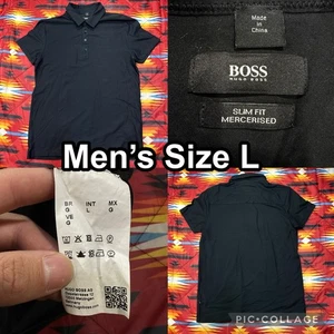 Polo BOSS Hugo Boss nera uomo taglia large slim fit mercerizzata - Foto 1 di 11