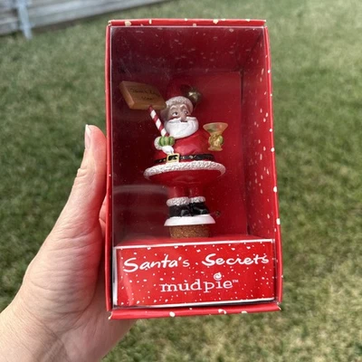Tapón de vino Mud Pie Santa's Secrets Santa Raise a little Cane corch nuevo en caja Foto 1 de 4