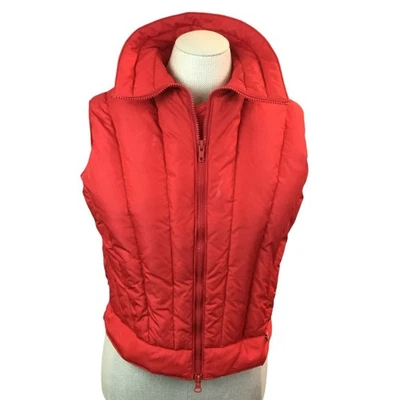Swan Brand Red Down PUFFER FUNNEL VEST 女式中号 — 第 1/4 张图片