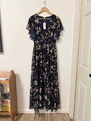 NWT Baltic Born Lynlee Metallic Maxi Dress in Navy | Size Large - Image 1 of 4