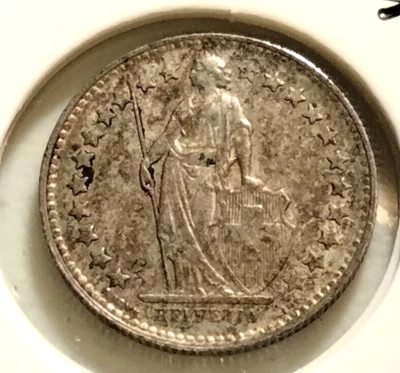 1953  Switzerland 1/2 Franc Coin - .835 Silver- KM#23 - Combined Ship  (SI#0252) - Image 1 of 4