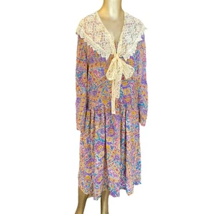 ANDREA GAYLE Vintage Dress Women Size Medium/Large cottagecors - Picture 1 of 8