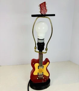 Vtg Electric Guitar Lamp Red Rock Star Desk Table Light 17” - Picture 1 of 3