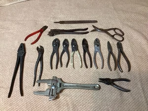 Vintage Lot of Hand Tools Pliers Adjustable Wrench Wire Cutters - Picture 1 of 11