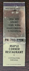 Maple Corner Restaurant Covington Indiana "Matchcover" - Picture 1 of 2